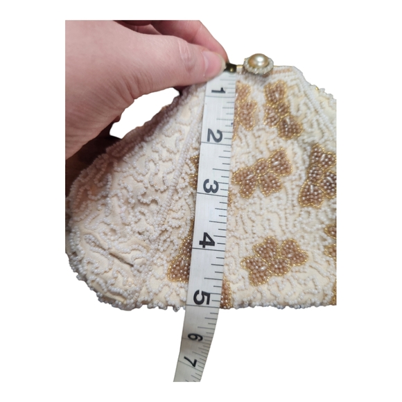 Antique Victorian Ornate Micro Beaded Evening Mini Opera Bag with Jeweled Clasp - Picture 10 of 13